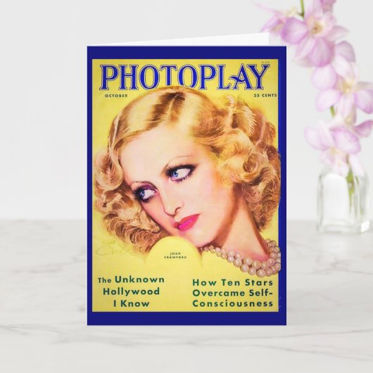 Joan Crawford Photoplay Magazine Hoesje Card Kaart (Orchidee)