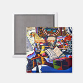 Joan Miro Paard Pijp en Rode Bloem Magneet (Voorkant / Achterkant)