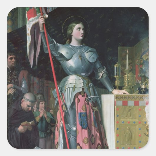 Joan of Arc bij de Koning Charles Vierkante Sticker (Voorkant)