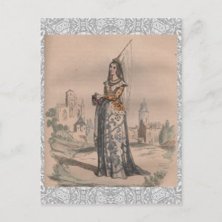 Joan of Arc Medieval French mode costume lace Briefkaart