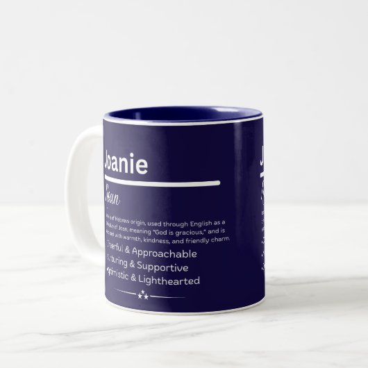 Joanie Personalized Girl Name Meaning Coffee Mug (Devant gauche)