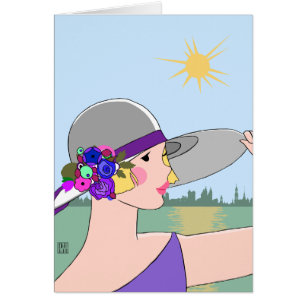 Joanne - portrait d'art déco dans pourpre et bleu