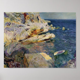 Joaquín Sorolla- Rocks and white boot, Javea Poster