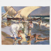 Joaquin Sorolla - Valencia Beach by Morning Light Fleece Deken (Voorkant (Horizontaal))