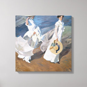 Joaquin Sorolla - Vrouwen wandelen op het strand Canvas Afdruk