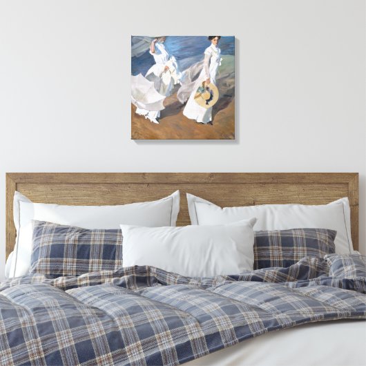 Joaquin Sorolla - Vrouwen wandelen op het strand Canvas Afdruk (Insitu (Slaapkamer))