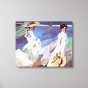 Joaquin Sorolla Women Walking Beach Canvas Afdruk
