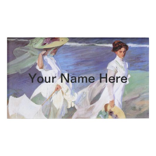Joaquin Sorolla Women Walking Beach Naambadge (Voorkant)