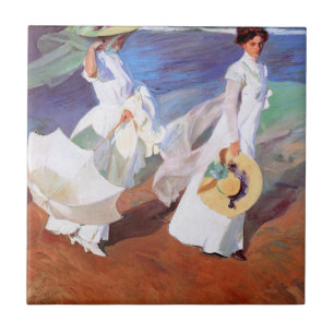 Joaquin Sorolla Women Walking Beach Tegeltje