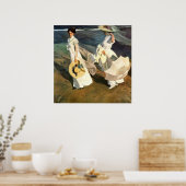 Joaquín Sorolla y Bastida loopt op het strand Poster (Keuken)