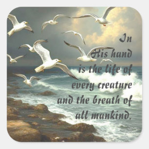 Job 12:10 Schrift Leven van elk schepsel Vierkante Sticker