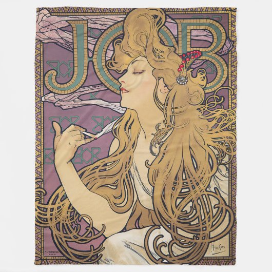 Job (1896) door Alphonse Mucha Fleece Deken (Voorkant)