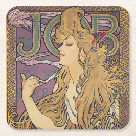 Job (1896) door Alphonse Mucha Vierkante Kartonnen Onderzetter