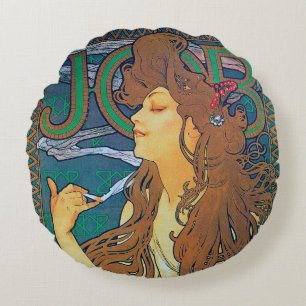 JOB, Alphonse Mucha Sierkussen Rond Kussen