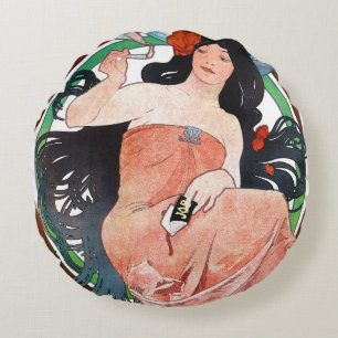 JOB, Alphonse Mucha Sierkussen Rond Kussen
