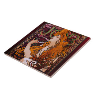 JOB door Alphonse Mucha Art Nouveau Artwork Tegeltje