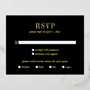 Jocelyn Black Mariage moderne carte RSVP