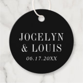 Jocelyn Black Modern Wedding Bedankjes Labels (Voorkant)