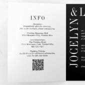 Jocelyn Black Modern Wedding Drieluik Uitnodiging (Binnenzijde eerst)