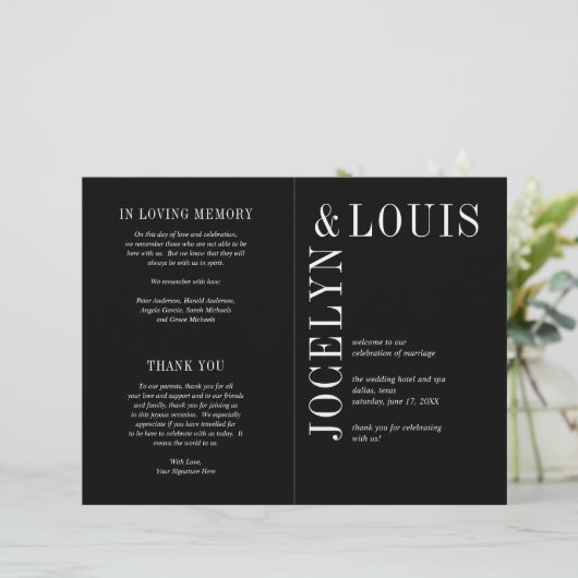 Jocelyn Black Programme de mariage moderne (Debout devant)