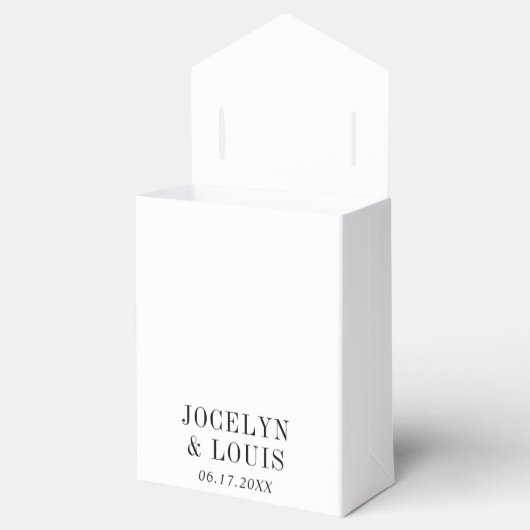 Jocelyn Zwart en Wit Modern Wedding Bedankdoosjes (Geopend)
