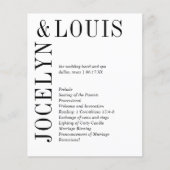 Jocelyn Zwart en Wit Modern Wedding Programma (Voorkant)