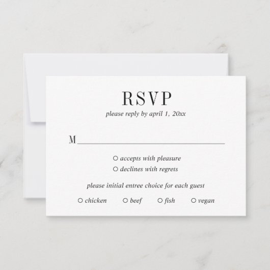 Jocelyn Zwart en Wit Modern Wedding RSVP Kaartje (Voorkant)