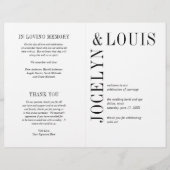 Jocelyn zwart-wit modern huwelijksprogramma (Voorkant)