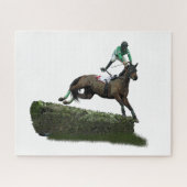 Jockey Cheval En Jigsaw Vert Puzzle (Horizontal)