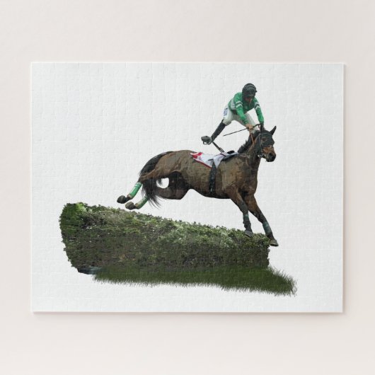 Jockey Cheval En Jigsaw Vert Puzzle (Horizontal)
