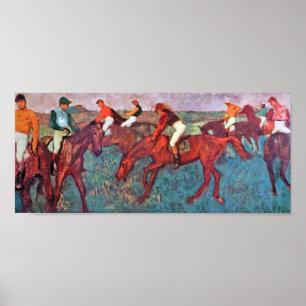Jockey en paarden, Edgar Degas Poster