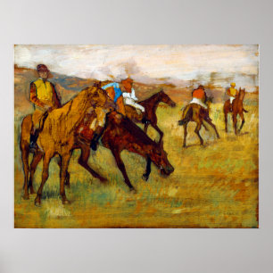 Jockey en paarden (voor de ras), Edgar Degas Poster