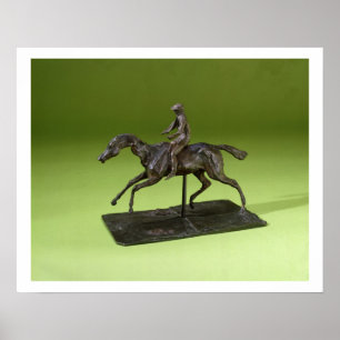 Jockey op een paard (brons) poster