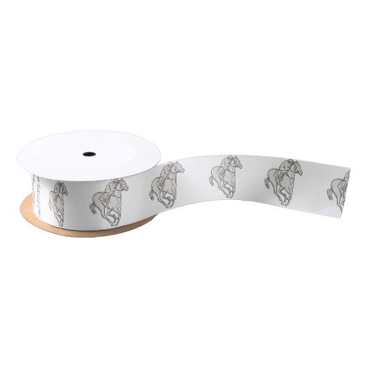 Jockey Riding Thoroughbred Horse Mono Line Lint (Spoel)