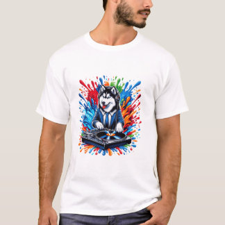 Jockey Siberische Husky DJ Hond T-shirt