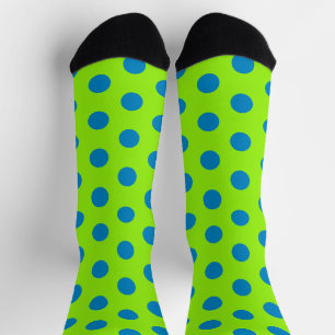 Jockey Silks Blauwe Polka Dots op Lime Groene Sokk Sokken