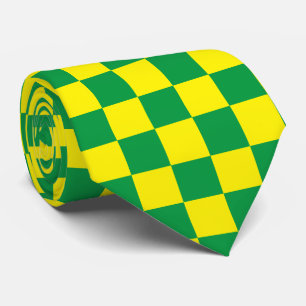 Jockey Silks Checkerboard Groene en Gele Derby Stropdas