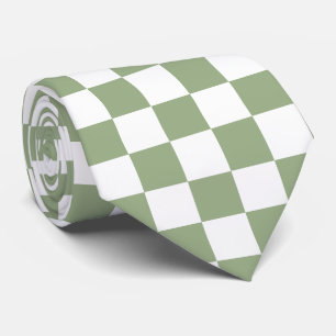 Jockey Silks Checkerboard Sage Green White Derby Stropdas