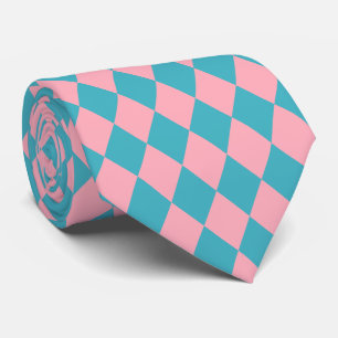 Jockey Silks Diamond Roze en Blauw Groene Stropdas