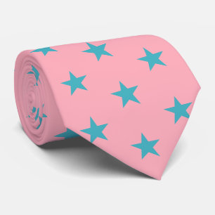 Jockey Silks Pink met blauwe groene sterren Derby Stropdas