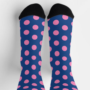 Jockey Silks Roze Polka Dots op Frans Blauw Sokken