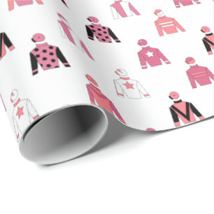 Jockey Silks Roze Witte Paard Racing Patroon Cadeaupapier