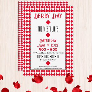 Jockey Zijden Diamanten Rood en Wit Derby Kaart