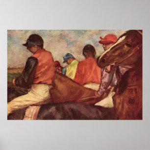 Jockeys van Edgar Degas, vintage paardenracekunst Poster