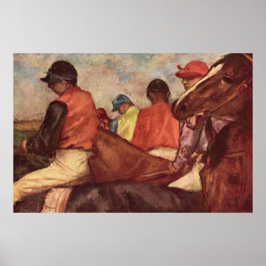 Jockeys van Edgar Degas, vintage paardenracekunst Poster (Voorkant)