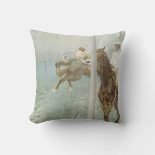 Jockeys voor de race door Edgar Degas Kussen
