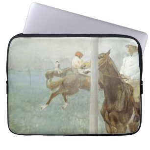 Jockeys voor de race door Edgar Degas Laptop Sleeve