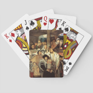 Joden bidden in Synagogue op Yom Kippur Pokerkaarten