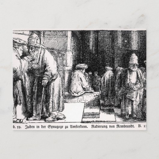 Joden in de Synagoge in Amsterdam Briefkaart (Voorkant)