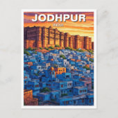 Jodhpur India Blauwe huizen Zonsondergang Briefkaart (Voorkant)